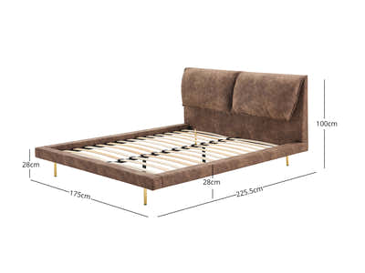 Rowina PU Bed Frame Khaki - Queen