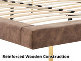Rowina PU Bed Frame Khaki - Queen