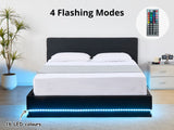 Harold Storage Queen Bed Frame with LED Light - PU Black