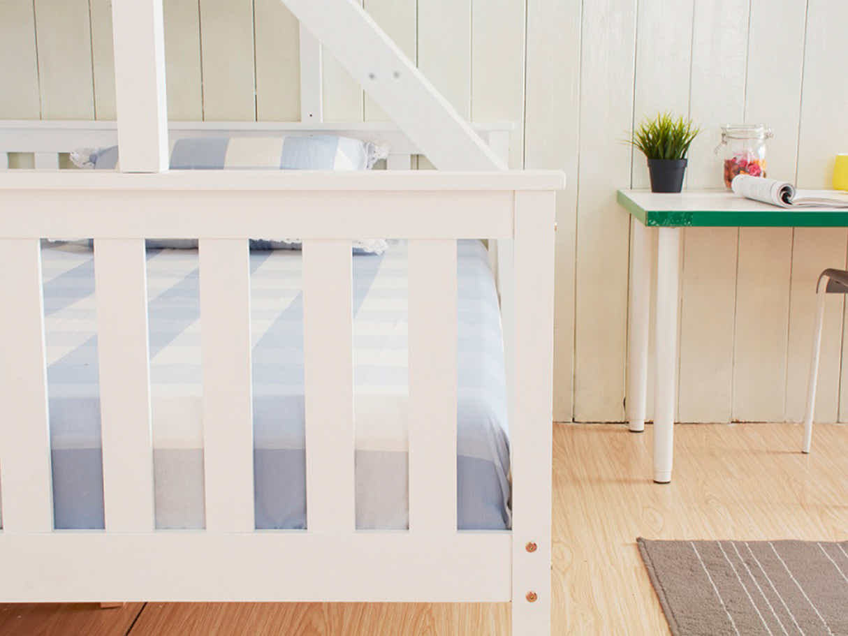 New Chico Triple Bunk Bed - White + Bon10 Single & Bon 21 Double Mattresses