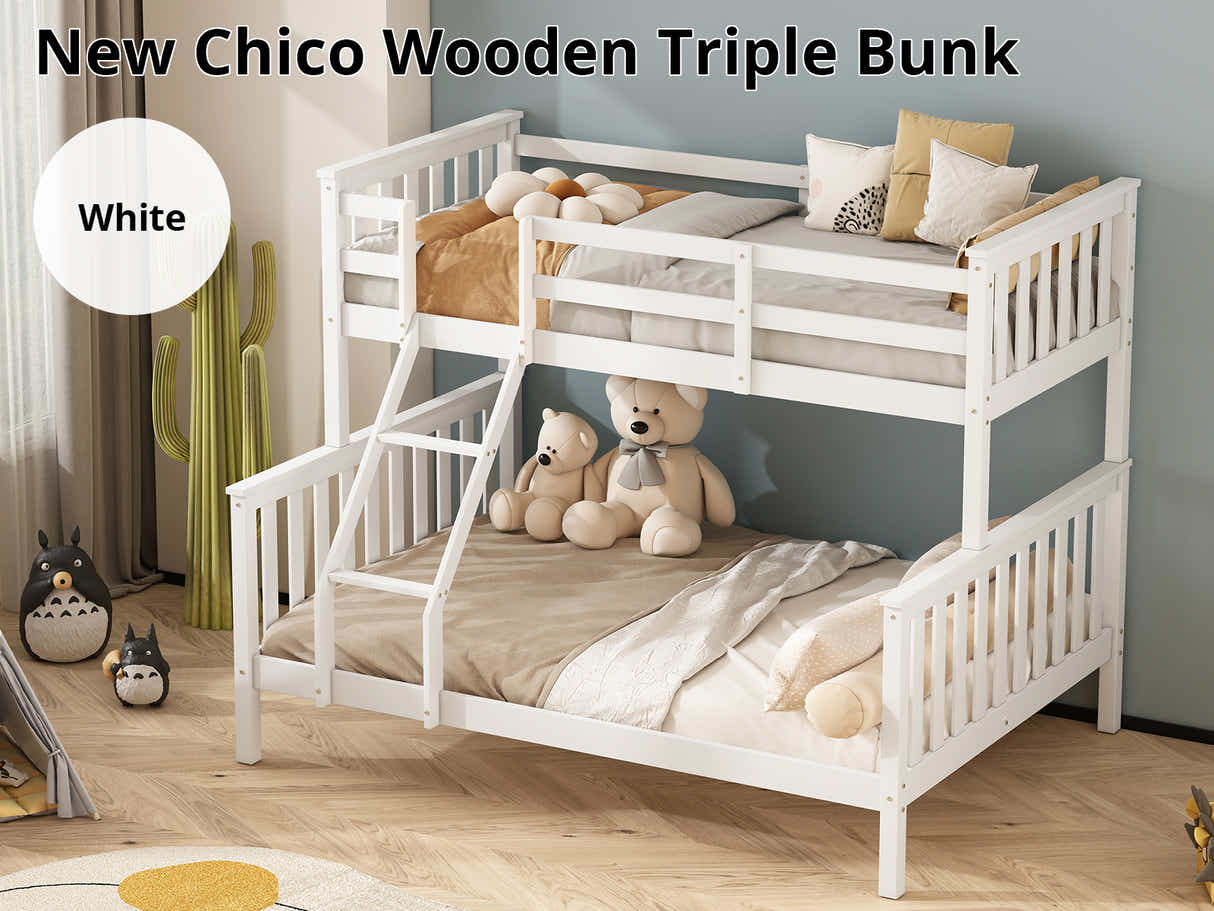 New Chico Triple Bunk Bed - White