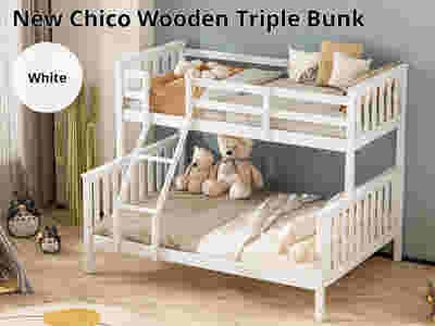 New Chico Triple Bunk Bed - White