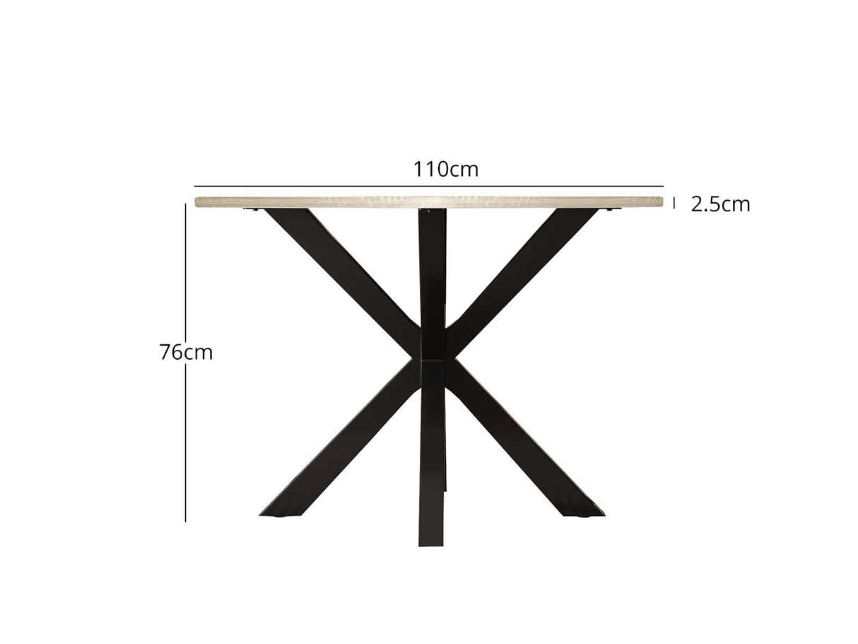 Elsie Round Dining Table - 110 cm & Walnut Bonded Leather Dining Chair - Set of 4