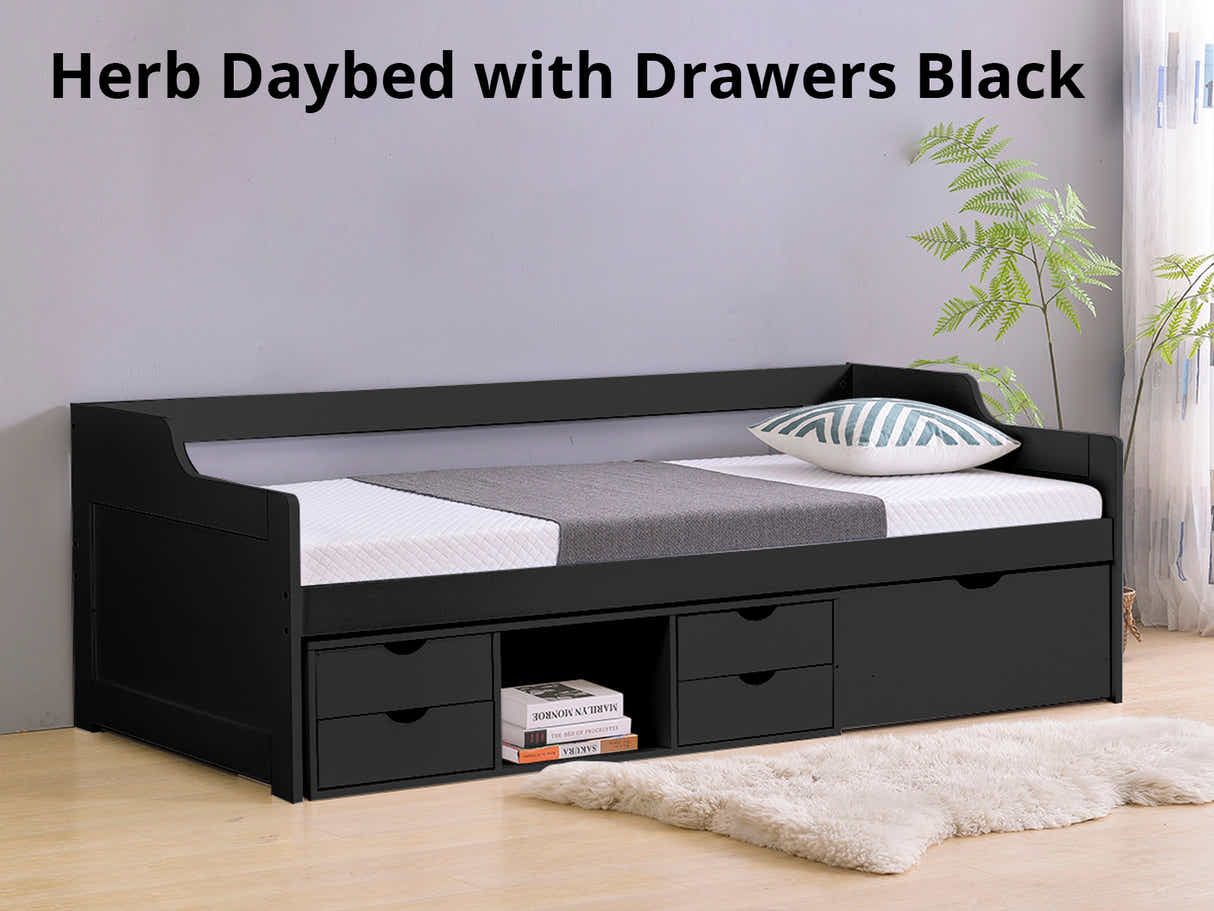 Herb Daybed with Drawers - Black