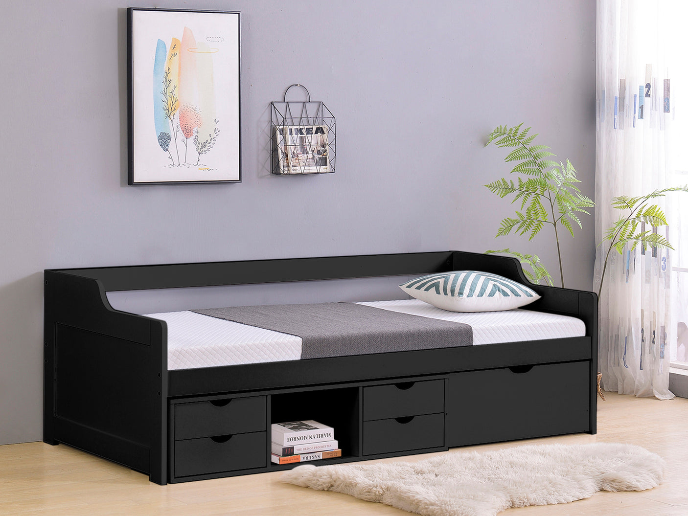 Herb Daybed with Drawers Black