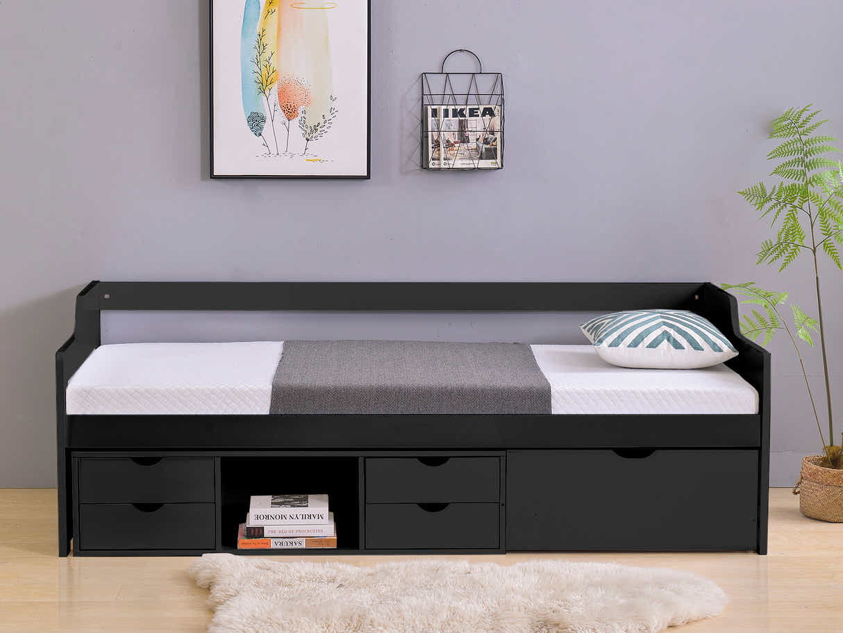 Herb Daybed with Drawers - Black