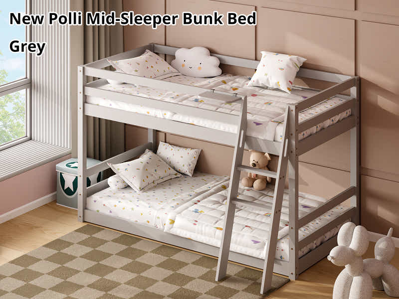 New Polli Mid-Sleeper Bunk Bed Grey
