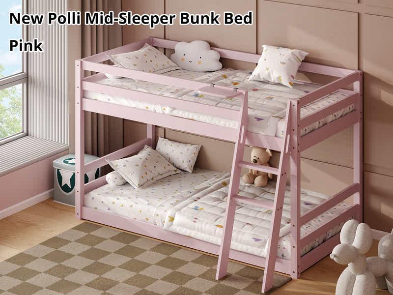 New Polli Mid-Sleeper Bunk Bed Pink