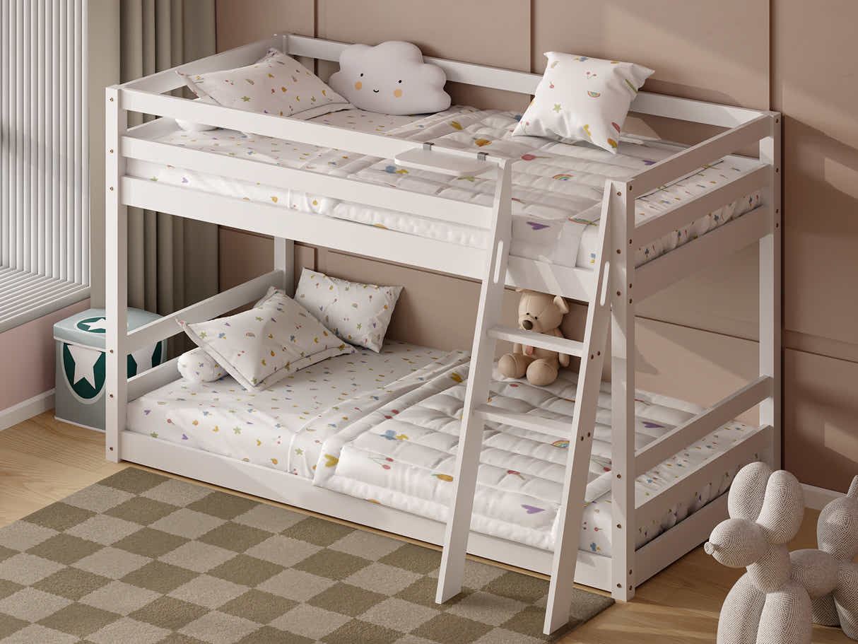 Xclusive Polli Mid-Sleeper Bunk Bed - White & Bon10 Mattress - Single x2