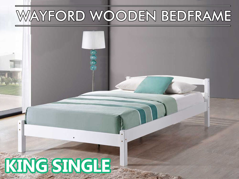 Wayford King Single Bed Frame - Wooden White