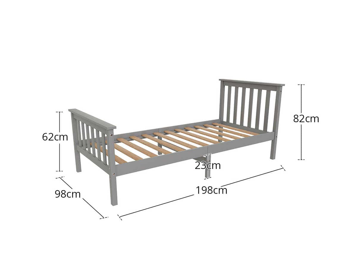 New Hampshire Bed Frame Single Grey