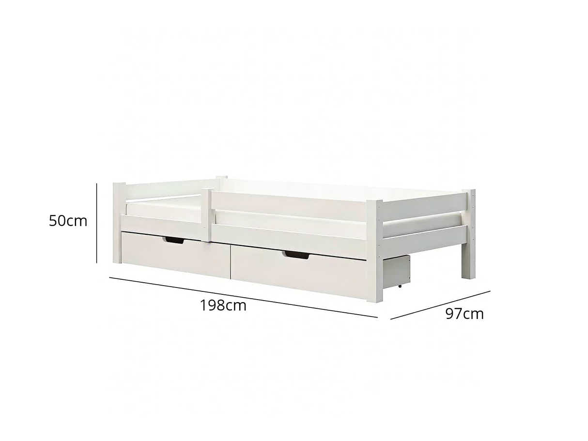 Milo Single Bed with Storage - White