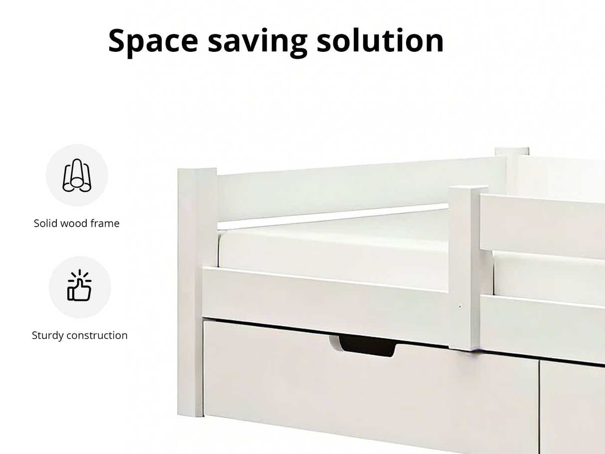 Milo Single Bed with Storage - White
