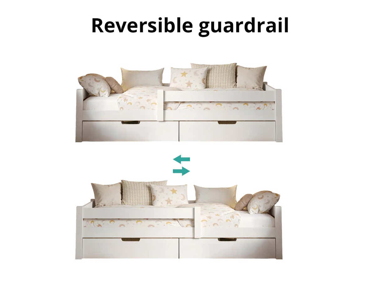 Milo Single Bed with Storage - White