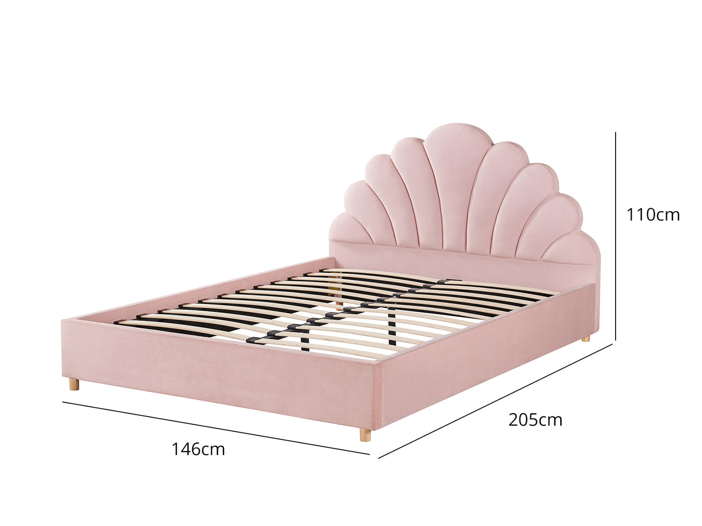 Perrie Velvet Double Bed Frame - Pink