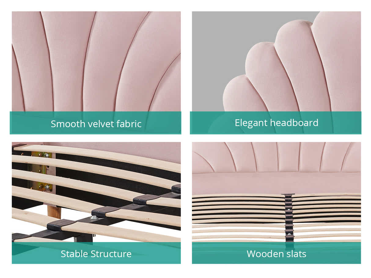 Perrie Velvet Bed Frame Pink - Double