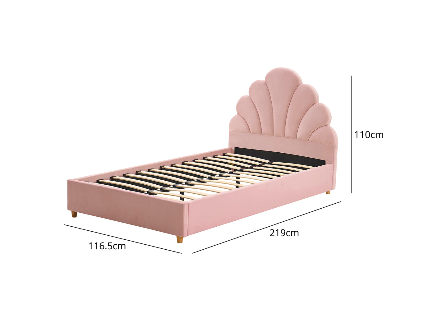 Perrie Velvet Bed Frame King Single Pink