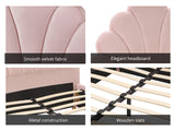 Perrie Velvet Bed Frame King Single Pink
