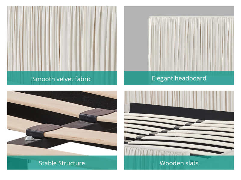 Blaine Velvet Bed Frame Beige - Double