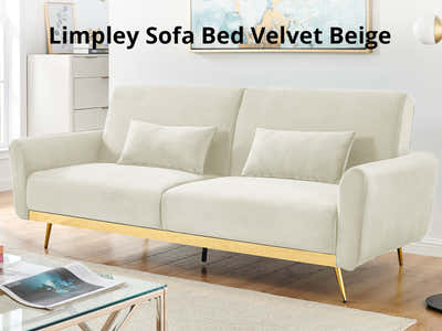 Limpley Velvet Sofa Bed - Beige
