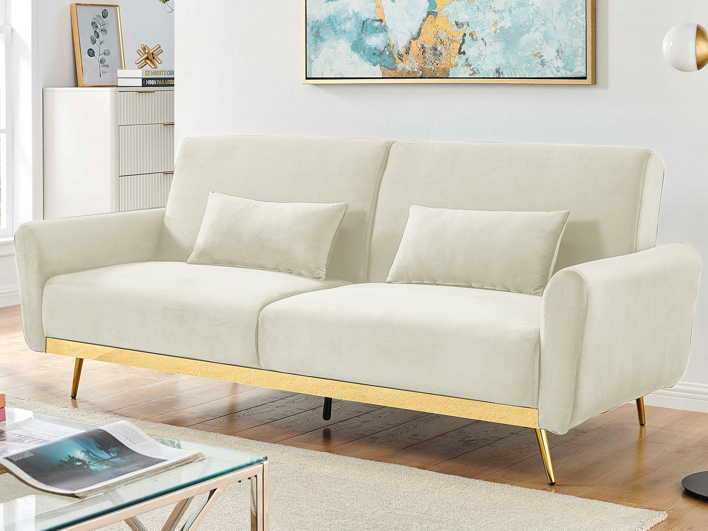 Limpley Sofa Bed Velvet Beige