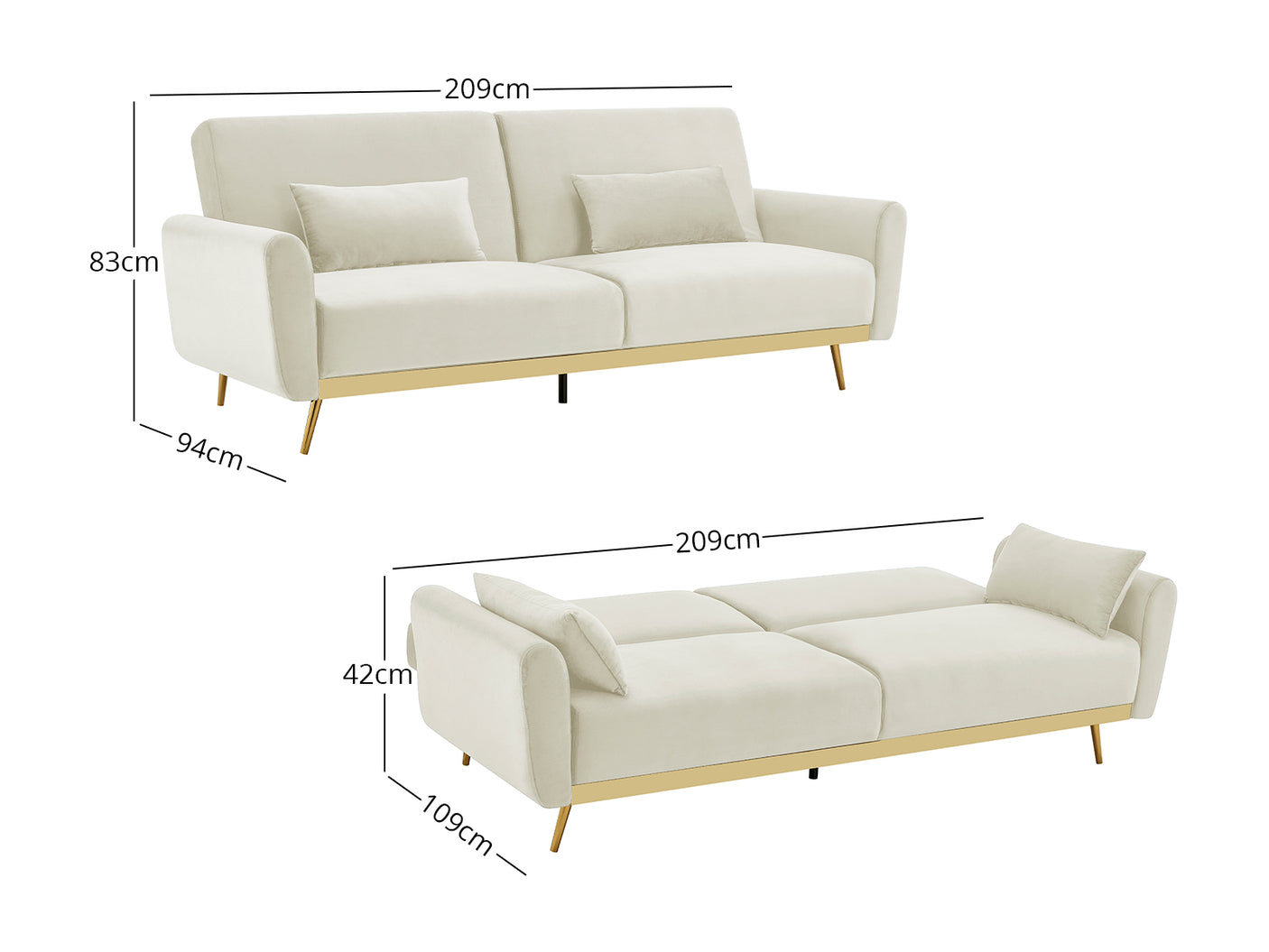Limpley Sofa Bed Velvet Beige