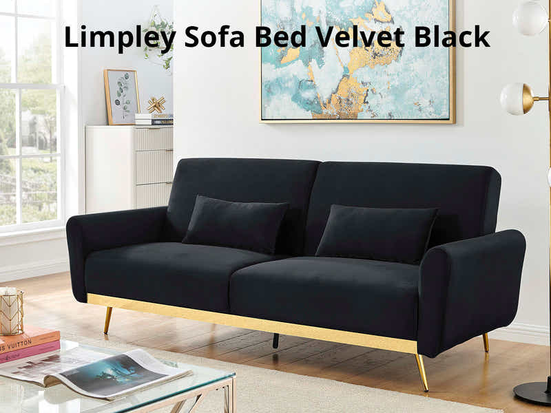 Limpley Velvet Sofa Bed - Black
