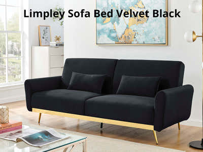 Limpley Velvet Sofa Bed - Black