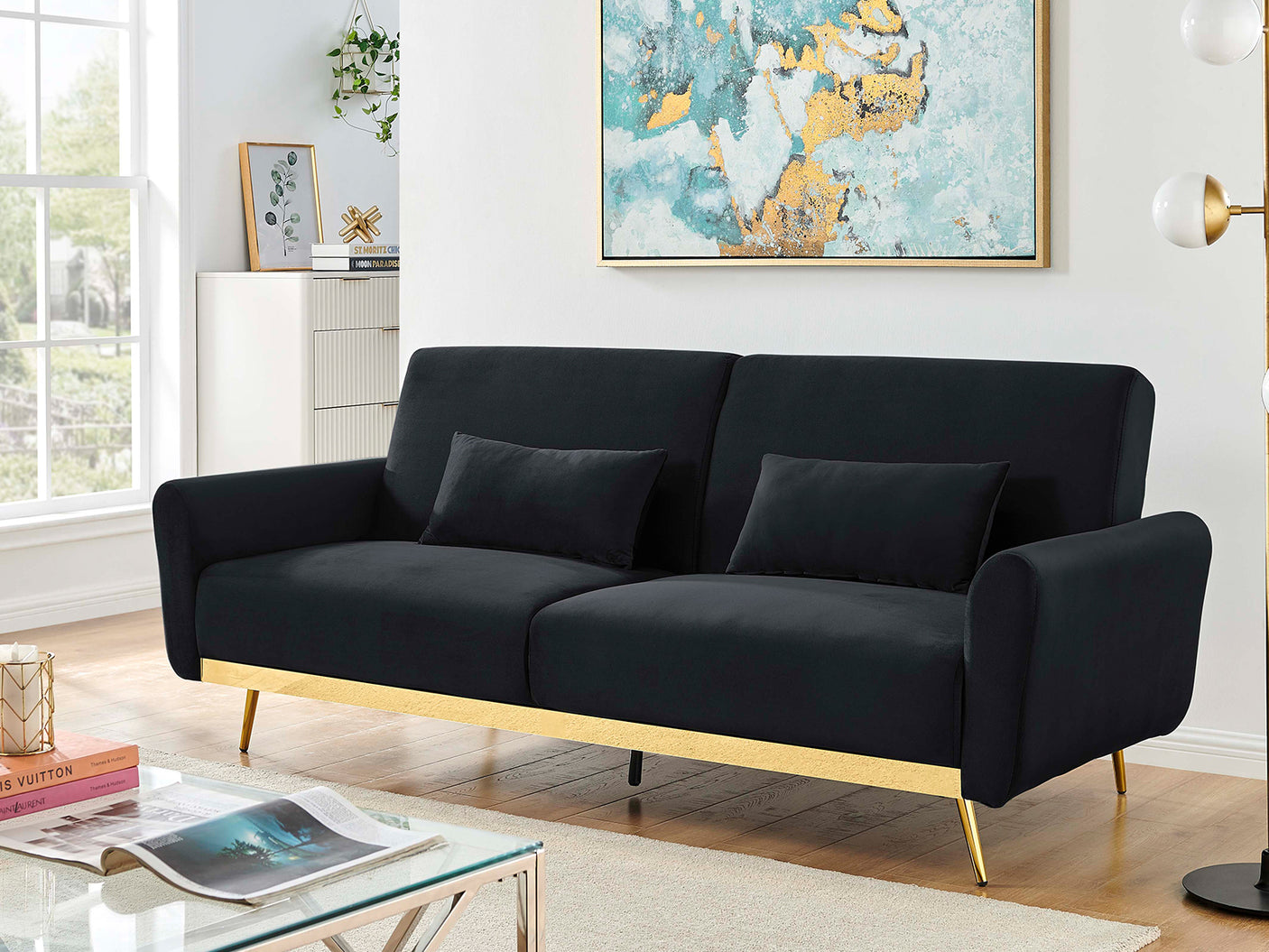 Limpley Sofa Bed Velvet Black