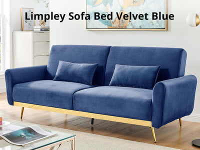Limpley Velvet Sofa Bed - Blue
