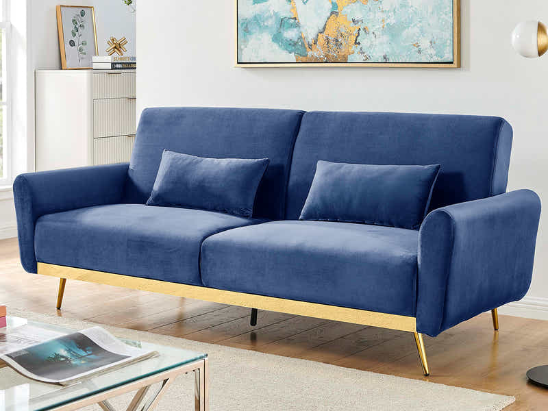 Limpley Velvet Sofa Bed - Blue