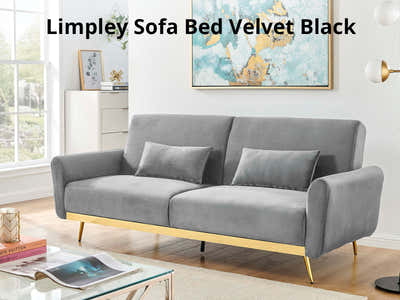 Limpley Velvet Sofa Bed - Grey