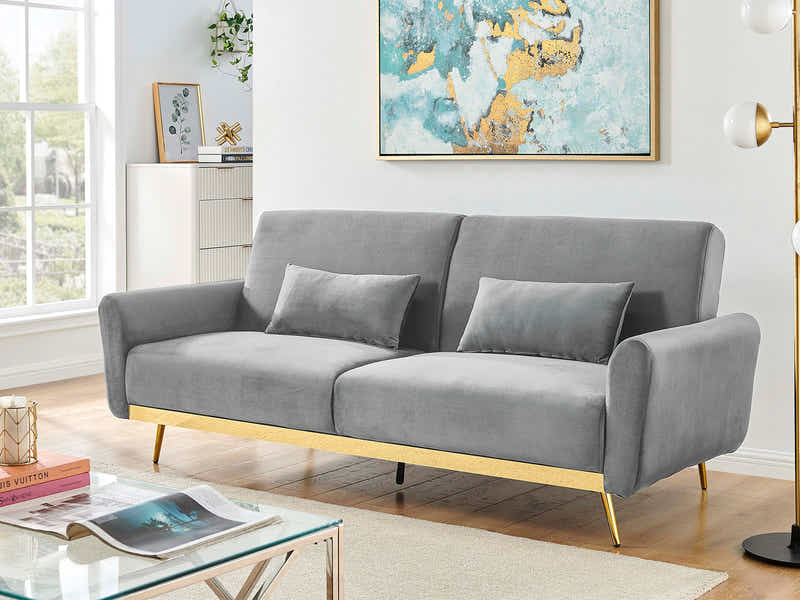 Limpley Velvet Sofa Bed - Grey