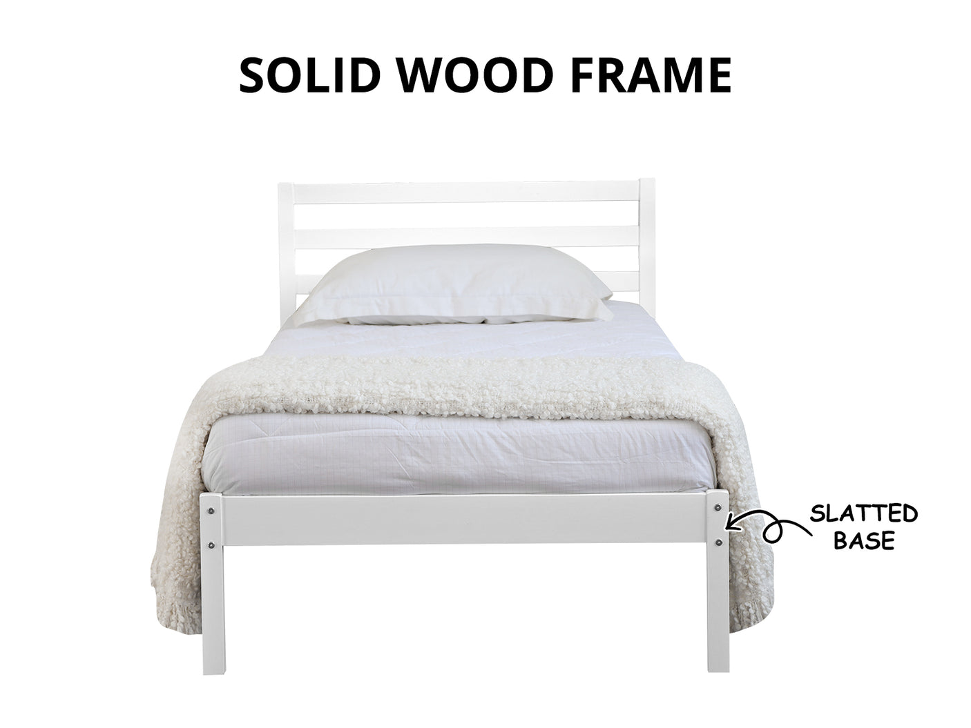 Atlas Wooden Bed Frame King Single White