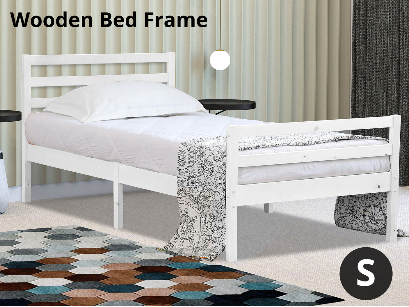 Canterbury Wooden Single Bed Frame - White