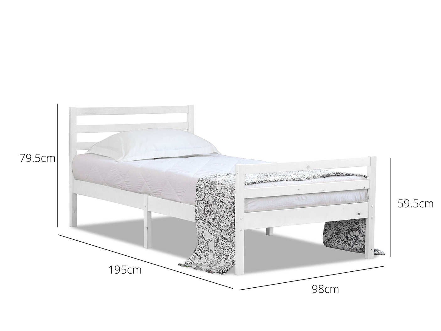 Canterbury Wooden Single Bed Frame - White