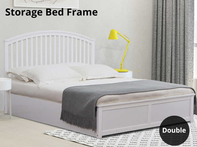 Harrogate Storage Bed Frame White - Double