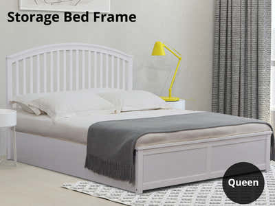 Harrogate Storage Bed Frame White - Queen
