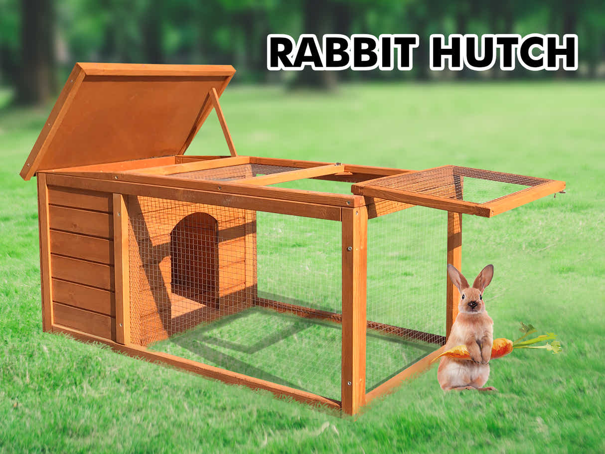 DS Wooden Rabbit Hutch - 101cm