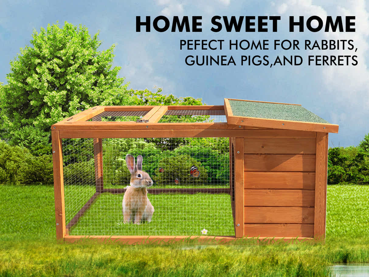 DS Wooden Rabbit Hutch - 101cm