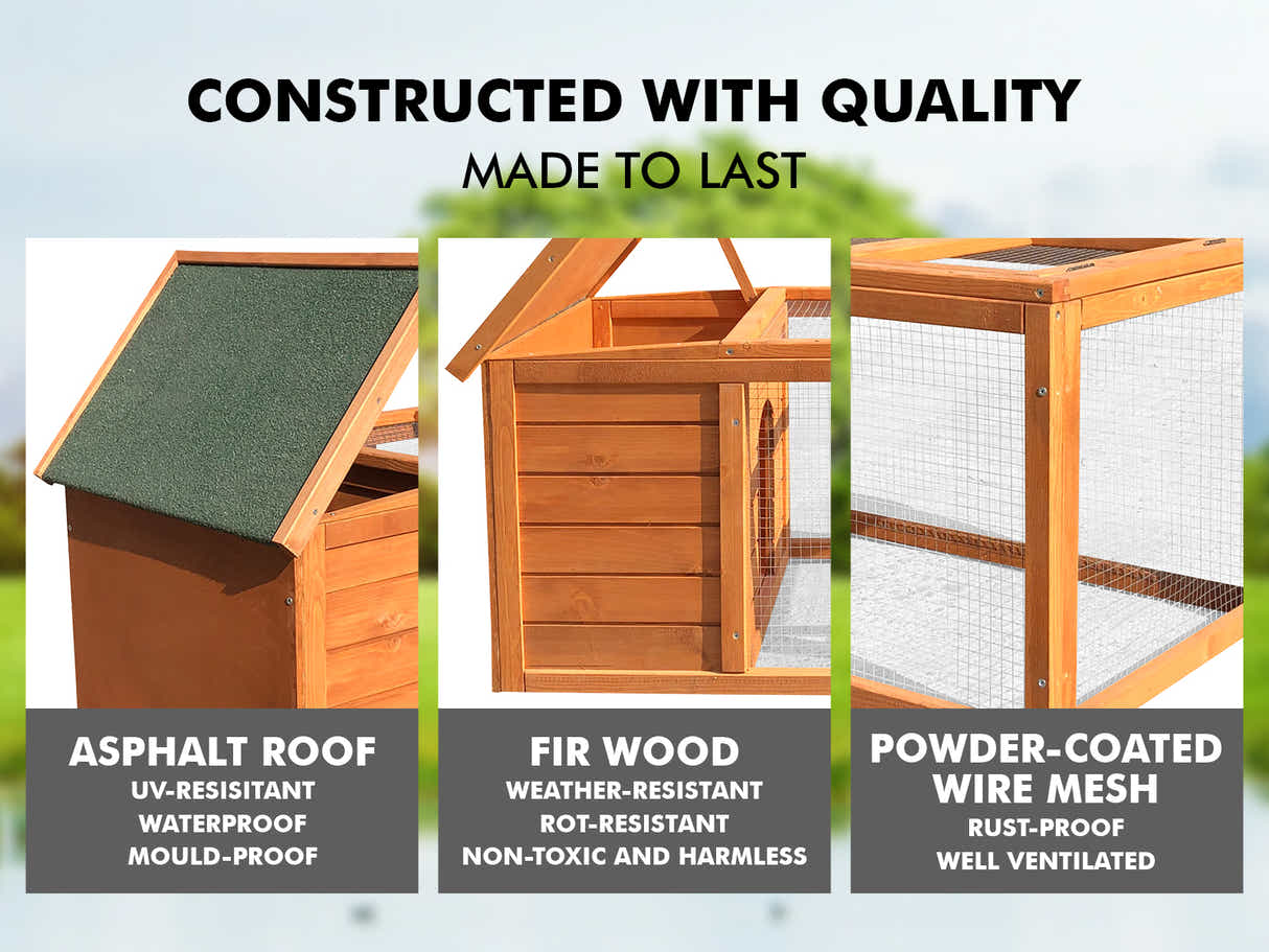 DS Wooden Rabbit Hutch - 101cm