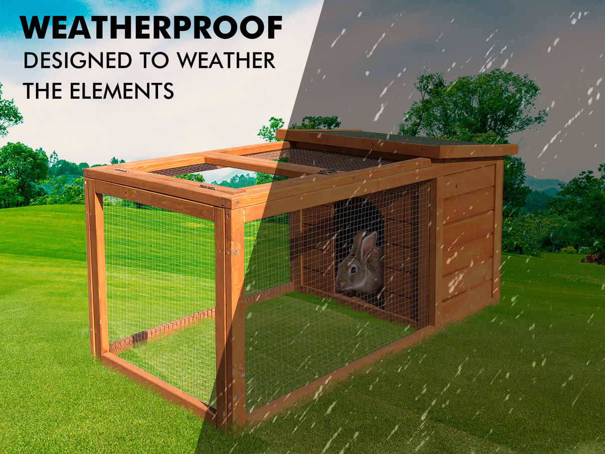 DS Wooden Rabbit Hutch - 101cm