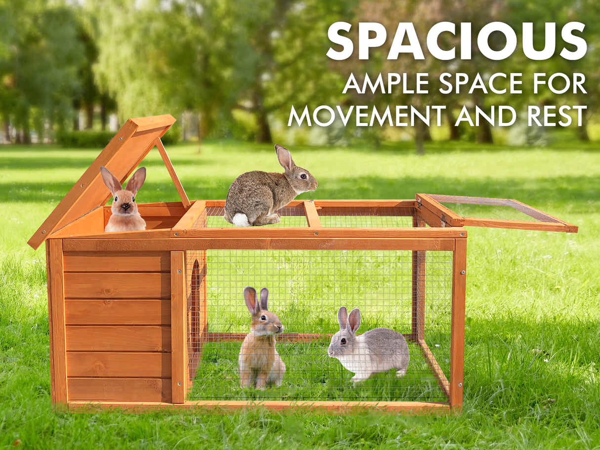 DS Wooden Rabbit Hutch - 101cm