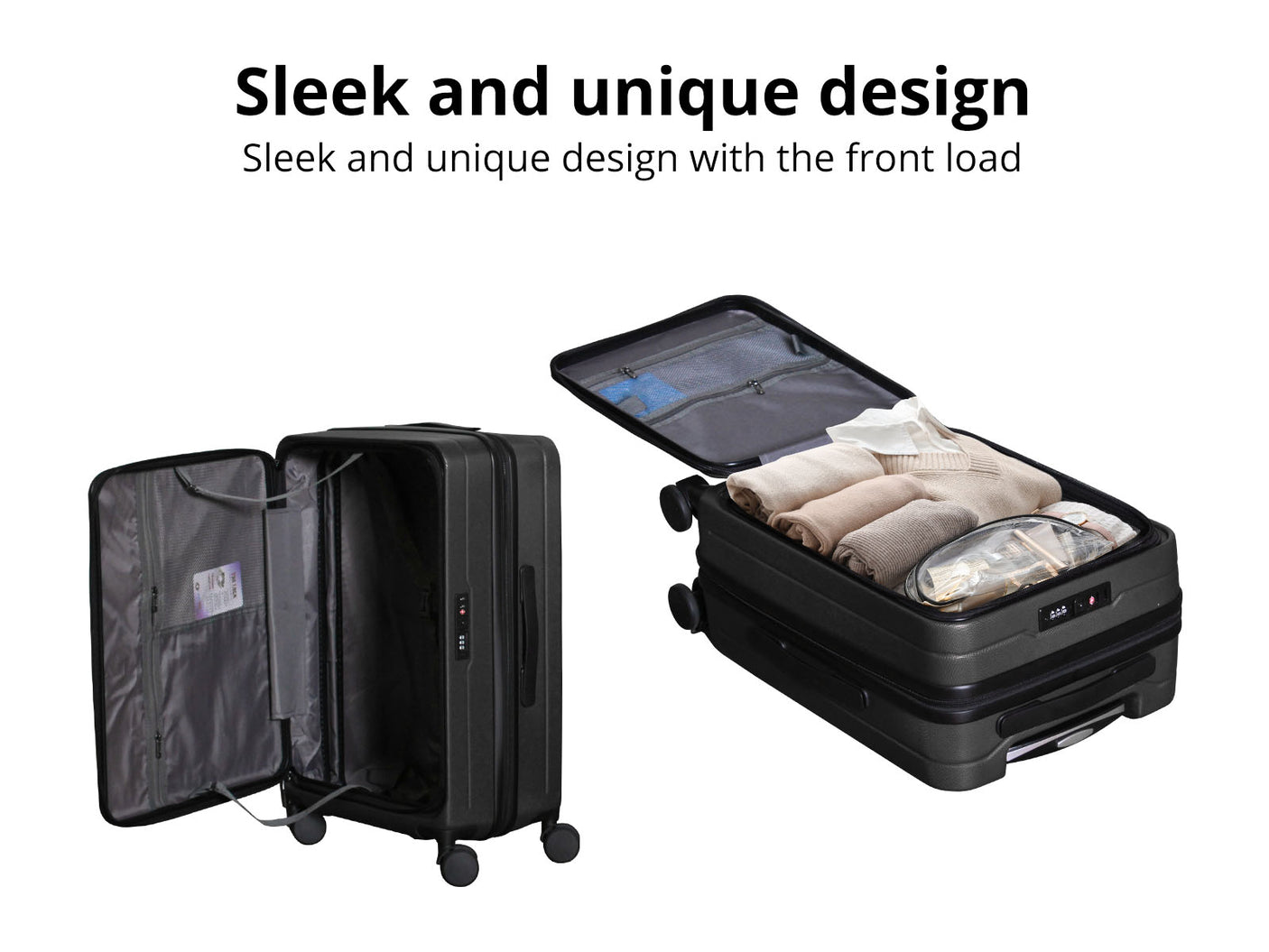 Luggage Set 3pcs front open black