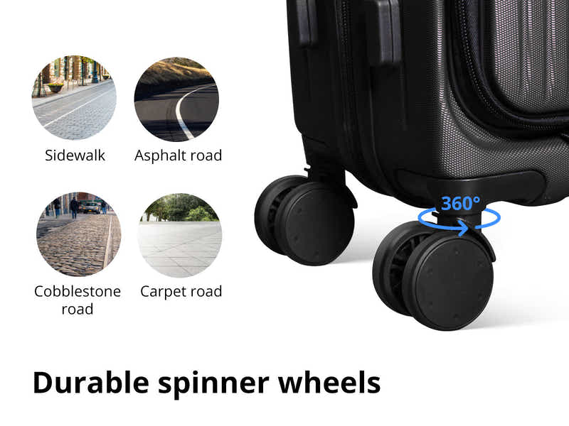 Luggage Set 3pcs front open black