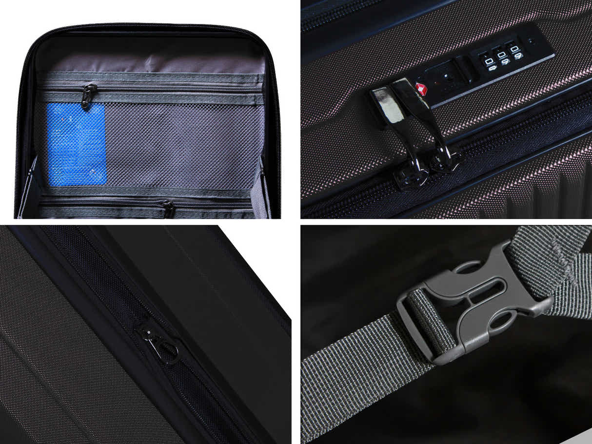 3-Piece Front Open Luggage Set – Black