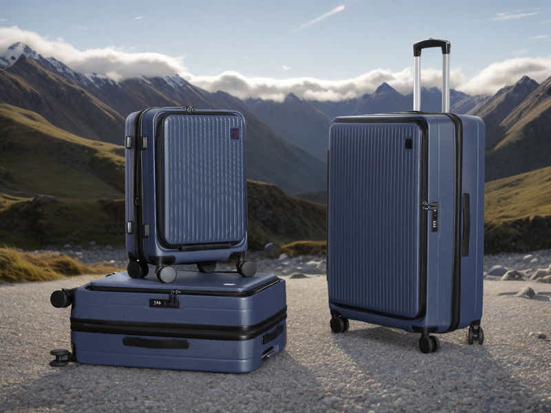 Luggage Set 3pcs front open blue