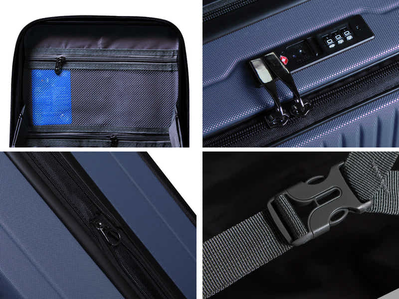 Luggage Set 3pcs front open blue