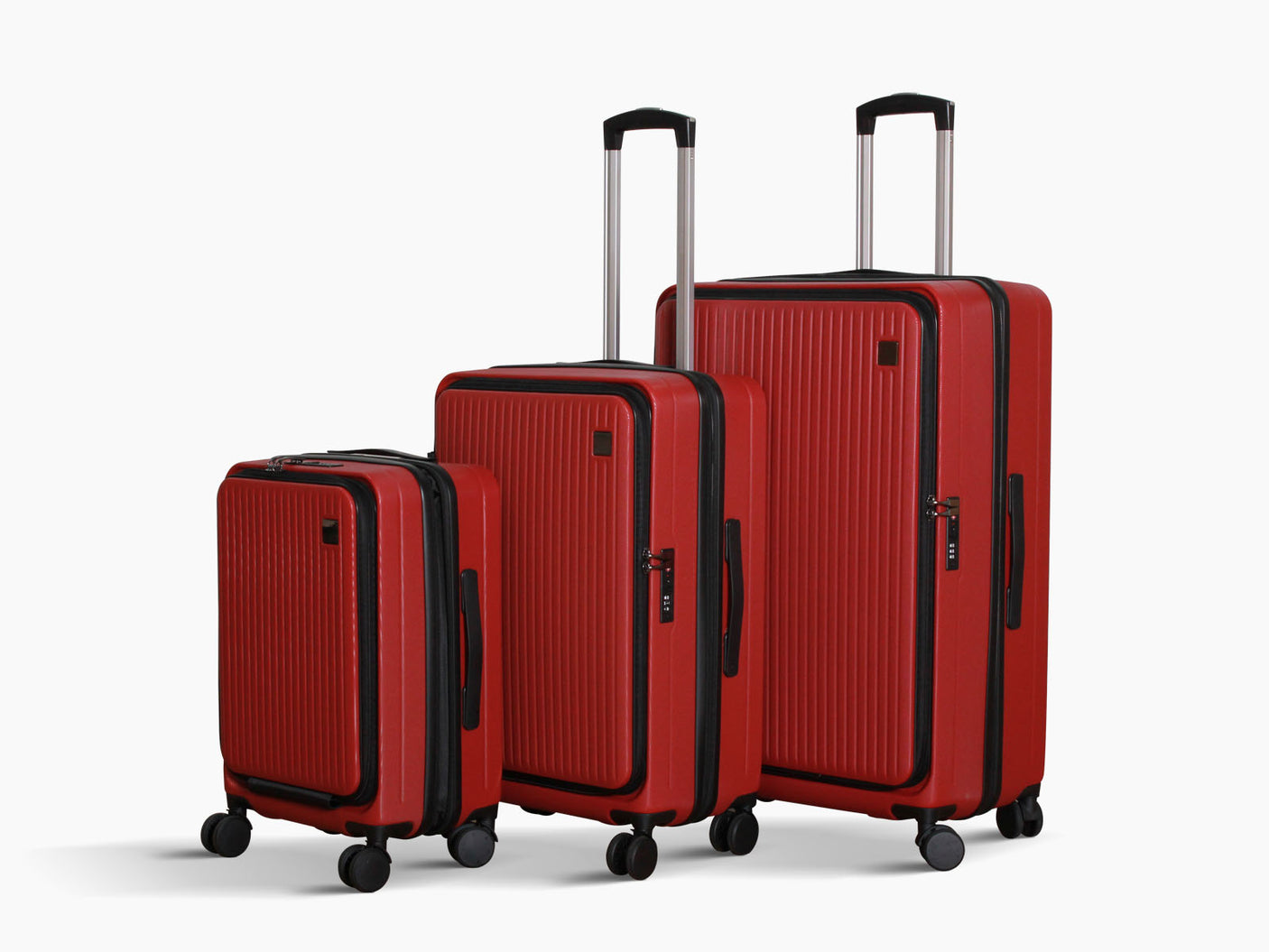 Luggage Set 3pcs front open wine red