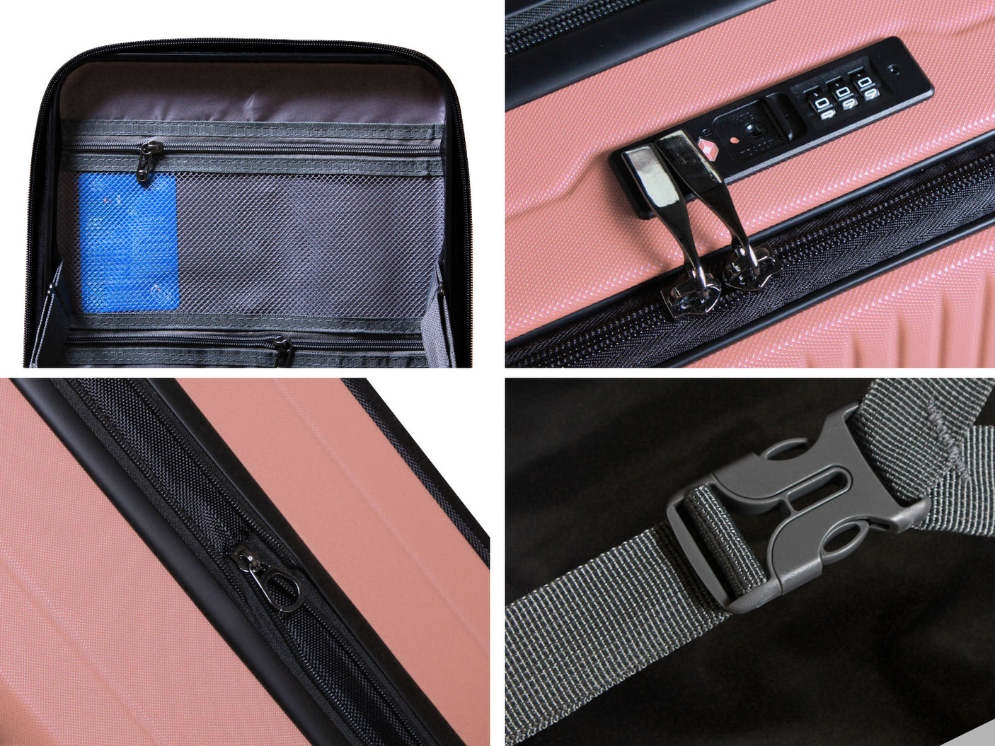 Luggage Set 3pcs front open rose gold